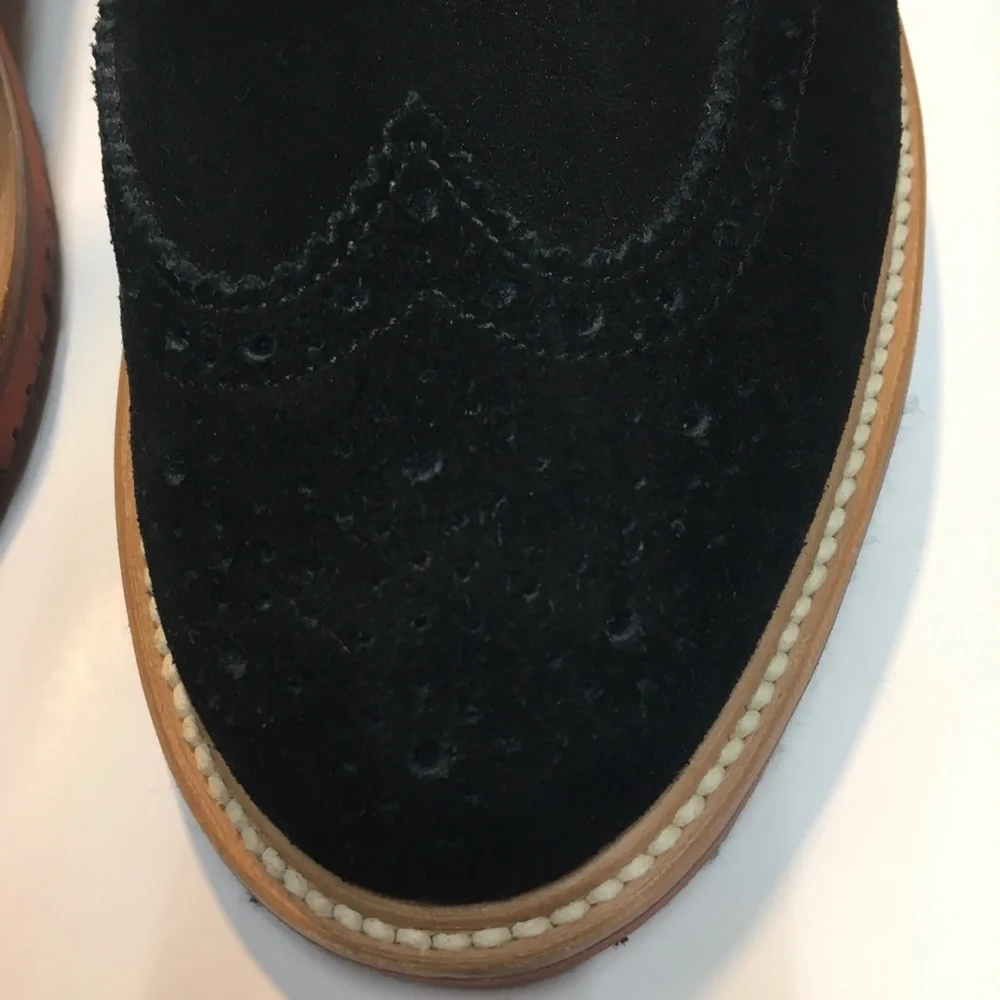 J Crew Kenton Suede Wing Tips Oxford Shoes Men's 10 Black Classic Academia